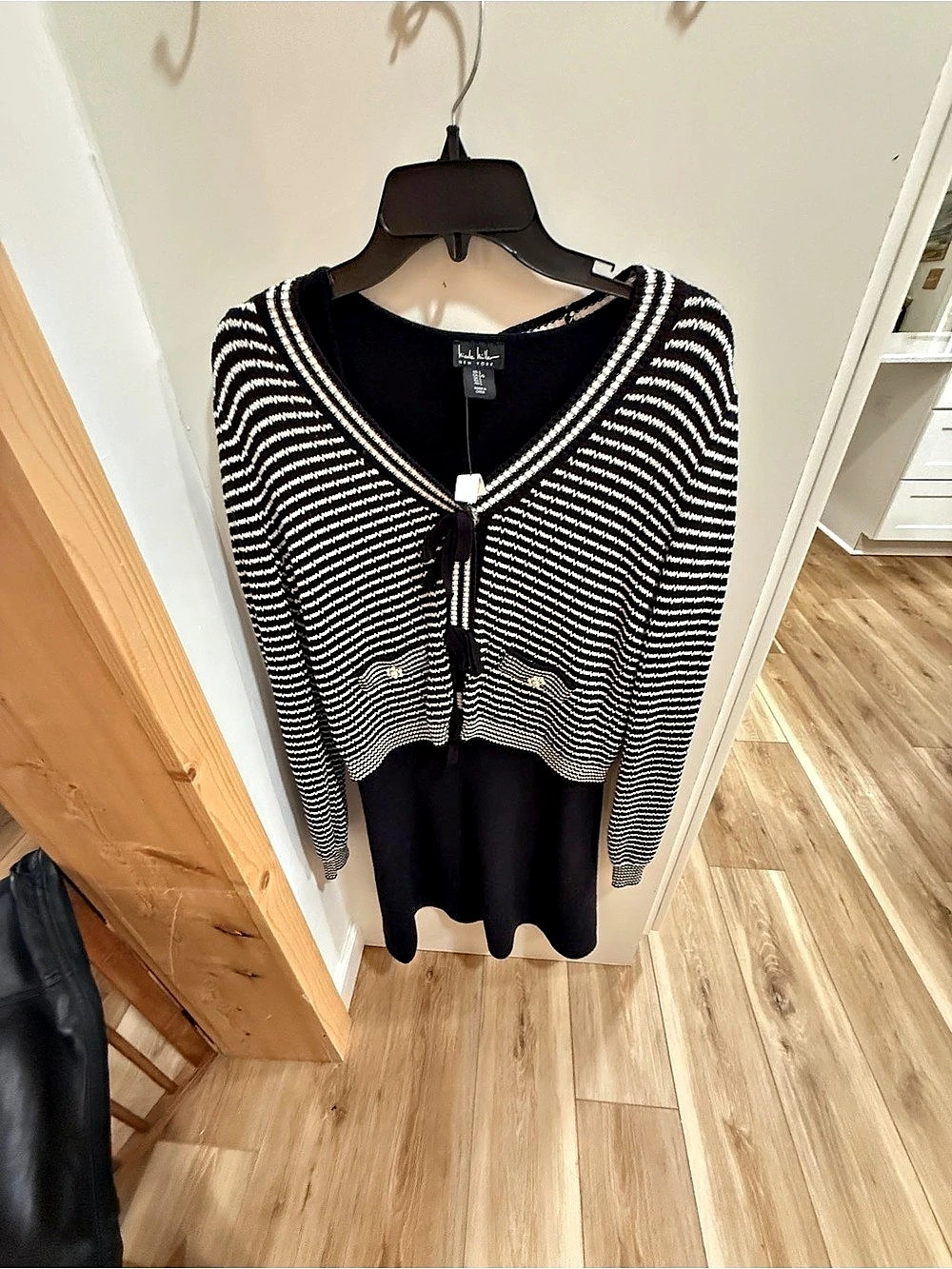 Nicole Miller Striped Dress in Black & White Size Large NWT 2 piece